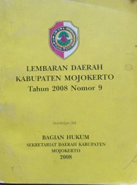 Lembaran Daerah Kabupaten Mojokerto Tahun 2008 Nomor 9